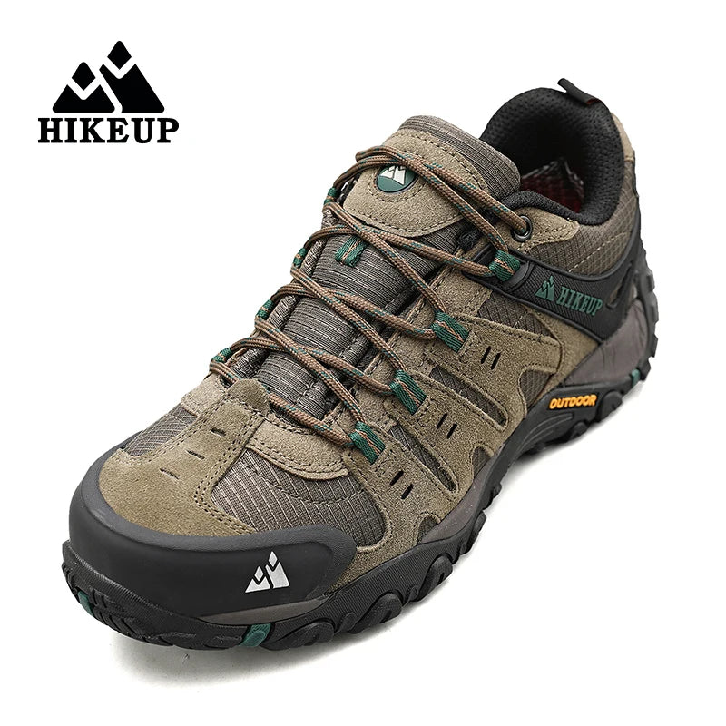 HIKEUP Мъжки туристически обувки от велурена кожа, устойчиви на износване outdoor обувки за трекинг, разходки, лов и тактически маратонки