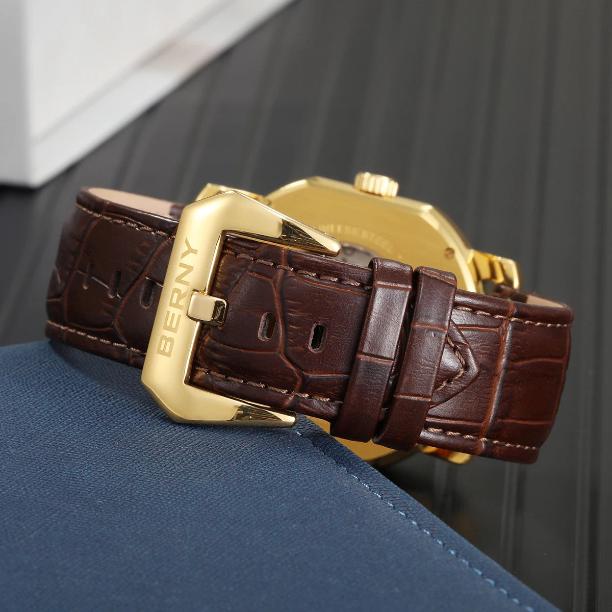 BERNY Men's Mechanical Watch, Top Accuracy, Automatic Wristwatch, Luxury Male Clock, Sapphire, Self-Winding, Waterproof
