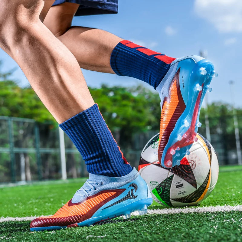 New Men Football Boots Match Adult Outdoor Sport Training Cleats Soccer Shoes Boys Long Spikes Breathable Non Slip Comfortable