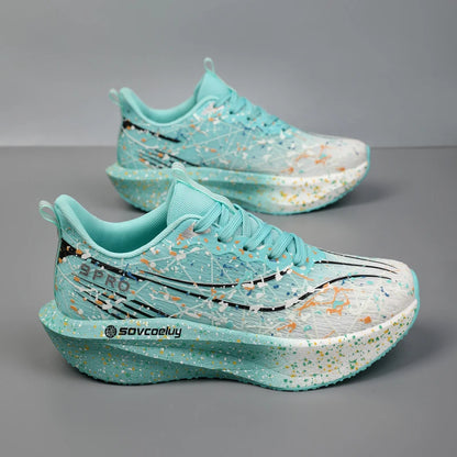 Men Running Shoes Carbon Board Marathon Cushion Mens Sports Breathable Lightweight Women Comfortable Athletic Nonskid Sneakers