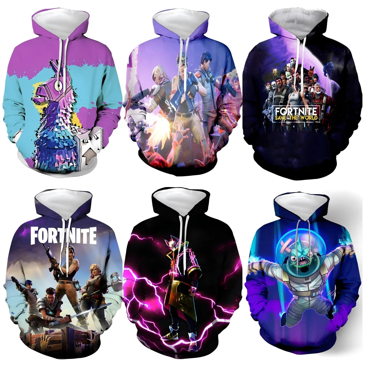 Fortnite 2024 Kinder-Sweatshirt mit digitalem 3D-Druck, Hoodie als Pullover-Jacke für Herren und Damen, langärmelig, Kindergeschenk