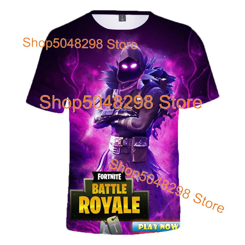T-shirt Fortnite Bushranger para Crianças, Estampado 3D Banana Peely, T-shirt para Homem e Mulher, Top de Verão Battle Royale, Presentes de Aniversário