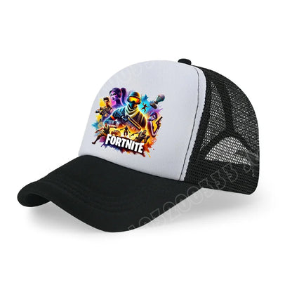 Dětská letní kšiltovka Fortnite s potiskem ve stylu kreslené hry, prodyšná síťovina, nastavitelná čepice s kšiltem, dárek k narozeninám pro děti