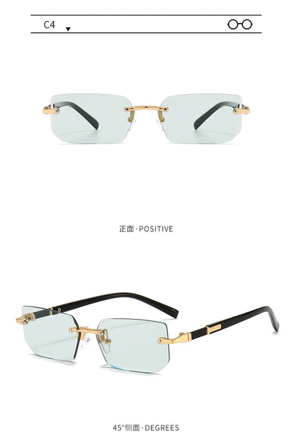 Rimless Sunglasses Rectangle Fashion Popular Women Men Shades Small Square Sun Glasses For Female Male Summer Traveling Oculos