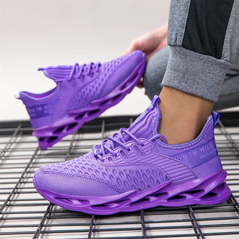 Baskets décontractées roses pour femmes et hommes, chaussures Blade, grandes tailles (46), chaussures de course légères et respirantes pour hommes, baskets de sport en mesh