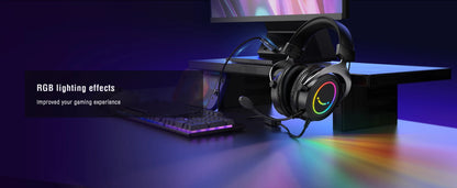 FIFINE Gaming Headset with Stereo Sound/Detachable MIC/RGB/Line Control, Over-Ear Headphone for PC PS4 PS5 Xbox -AMPLIGAME H3