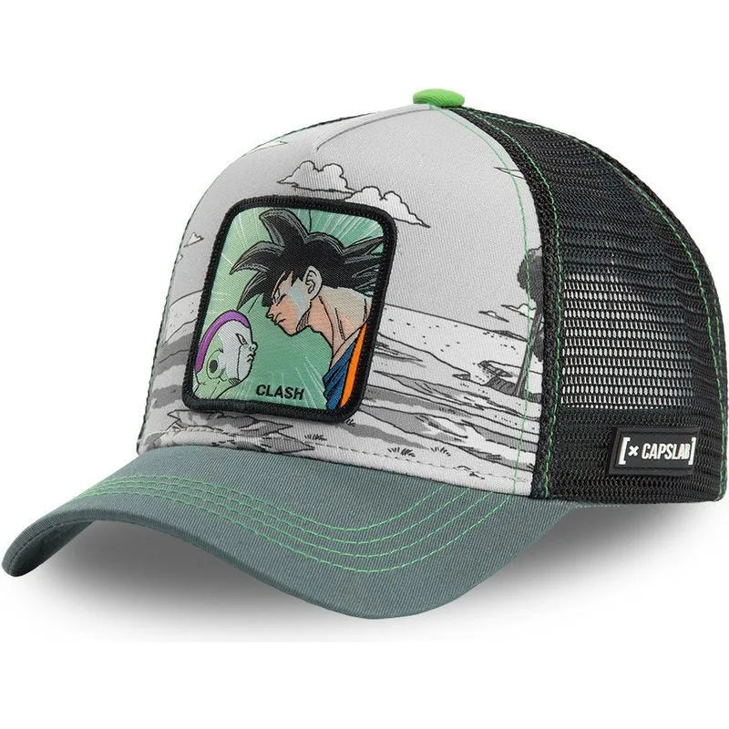 Cappellino Dragon Ball Son Goku da viaggio estivo con visiera, da uomo, ricamato, stile hip-hop, visiera parasole, cappellino trucker regolabile in rete