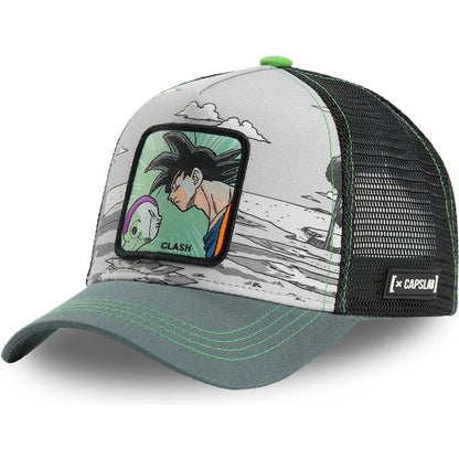 Cappellino Dragon Ball Son Goku da viaggio estivo con visiera, da uomo, ricamato, stile hip-hop, visiera parasole, cappellino trucker regolabile in rete
