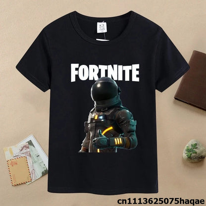 Sommer-Fortnite-Kinder-T-Shirt mit Cartoon-Spielfigur-Print, lässiges Sport-T-Shirt für Jungen, kurzärmelig, Kinderbekleidung