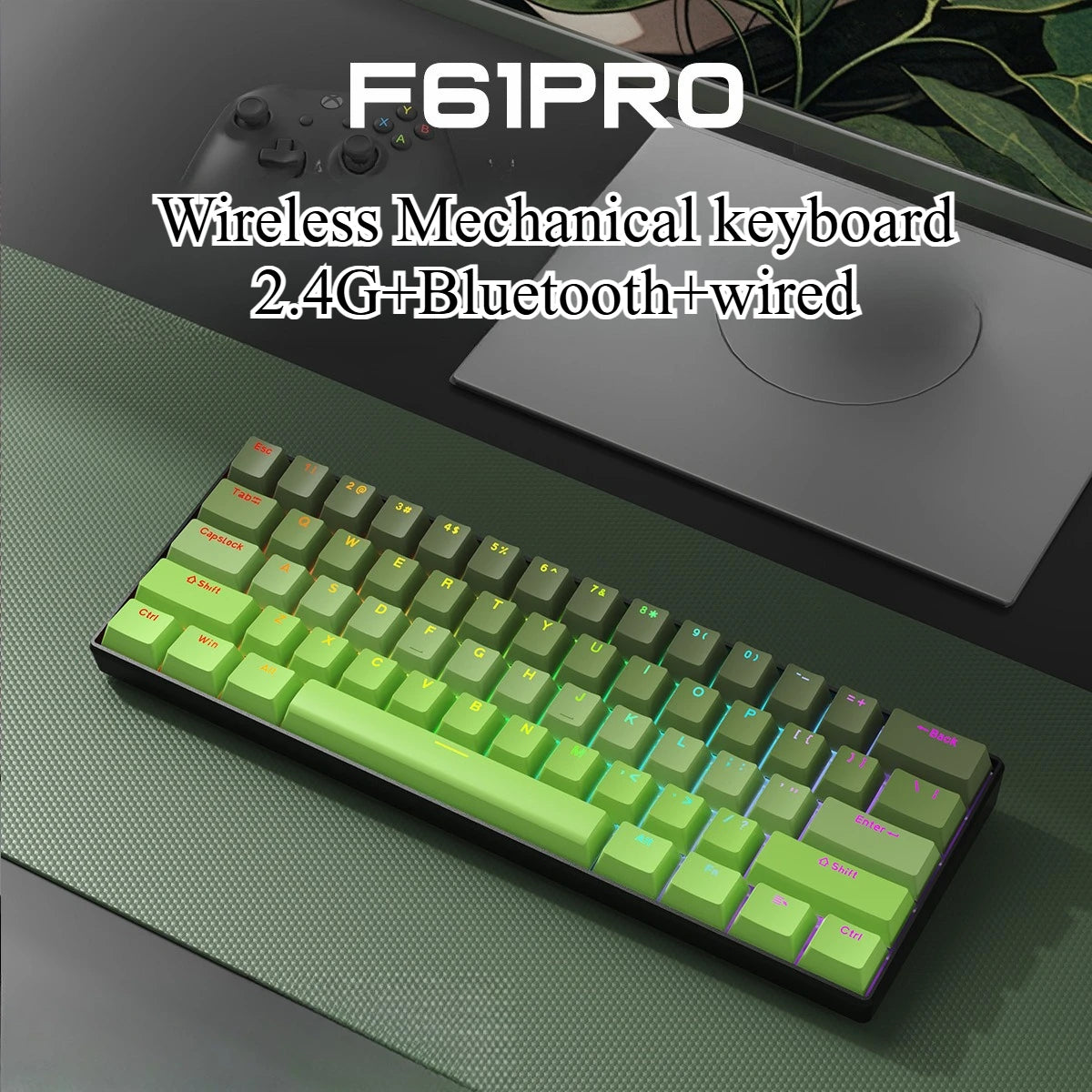 Bluetooth Wireless Mechanical Keyboards RGB Gamer Keyboard for Tablet Mechanical 60% iPad Backlit Mini USB Keyboard