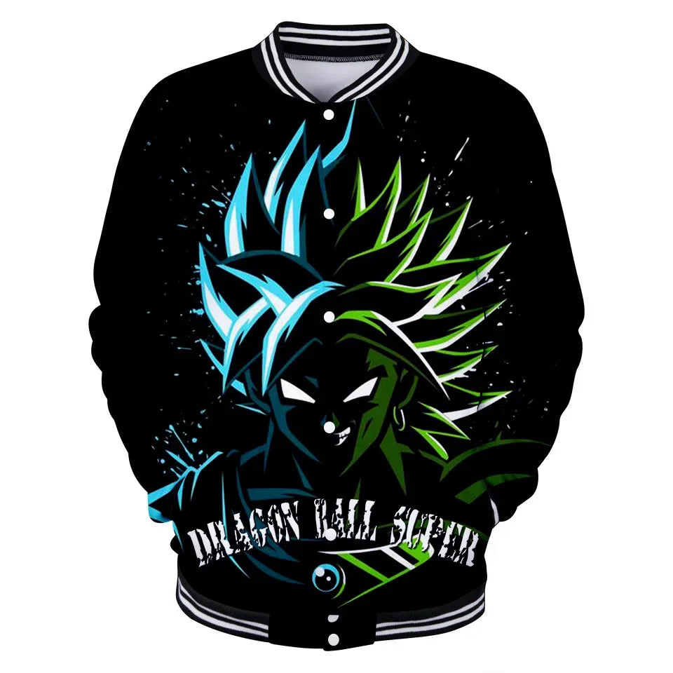 Neue japanische Anime Dragon Ball Z College-Jacke für den Herbst, lässiger Sweatshirt-Hoodie-Mantel, Marken-Baseballjacke