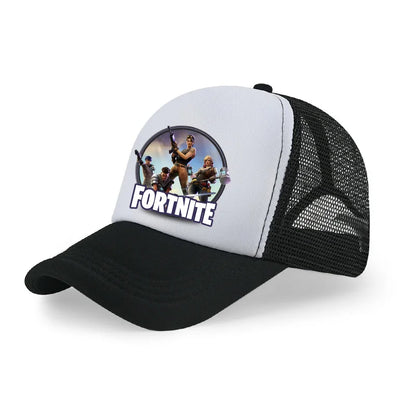 Dětská letní kšiltovka Fortnite s potiskem ve stylu kreslené hry, prodyšná síťovina, nastavitelná čepice s kšiltem, dárek k narozeninám pro děti