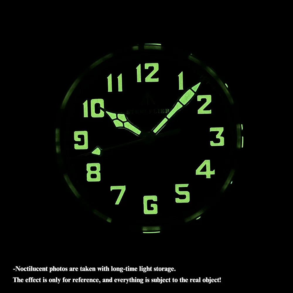 STEELFLIER Official SF740V New Quartz Pilot Series Swiss C3 Luminous 200M Waterproof VH31 Movement Men's Fashion Business Watch