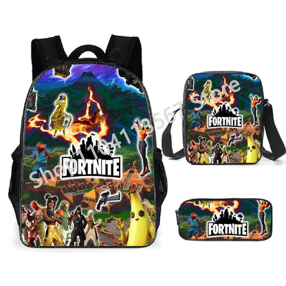 Fortnite Kids 3pcs Backpack Set Women Backpacks Office Stationery for Teenage Girls Boys Laptop Backpack Casual Travel Rucksack
