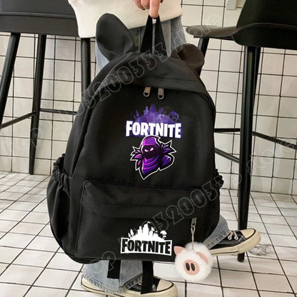 Nova Mochila Fortnite Cartoon para Rapaz e Rapariga, Mochila Escolar Casual de Grande Capacidade para Estudante, Mochila de Viagem com Orelhas de Coelho, Presente de Papelaria