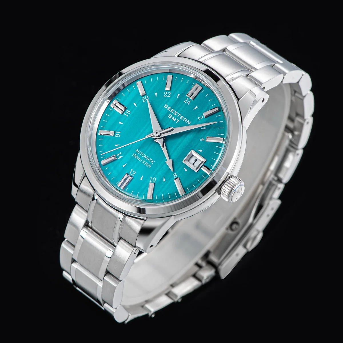 SEESTERN Men's Automatic Mechanical Wristwatch NH34 GMT Movement 10bar Waterproof Domed Sapphire Crystal Watch Limited S446 New