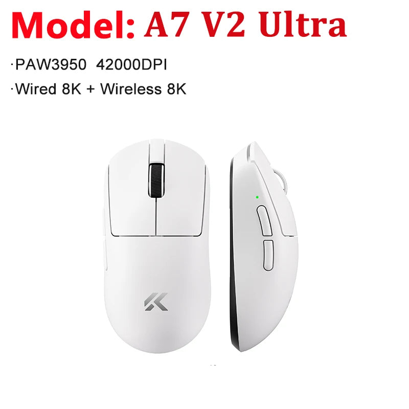 MCHOSE A7 V2 Ultra / Pro lehká bezdrátová herní myš Dual 8000Hz PAW3950 TI 42000DPI pro PC e-sport hráče