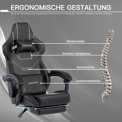 WOTSTA Gaming Chair Ergonomic Gaming Chair Office Chair with Footrest Racing Computer Chair Height Adjustable Padded Computer Chair