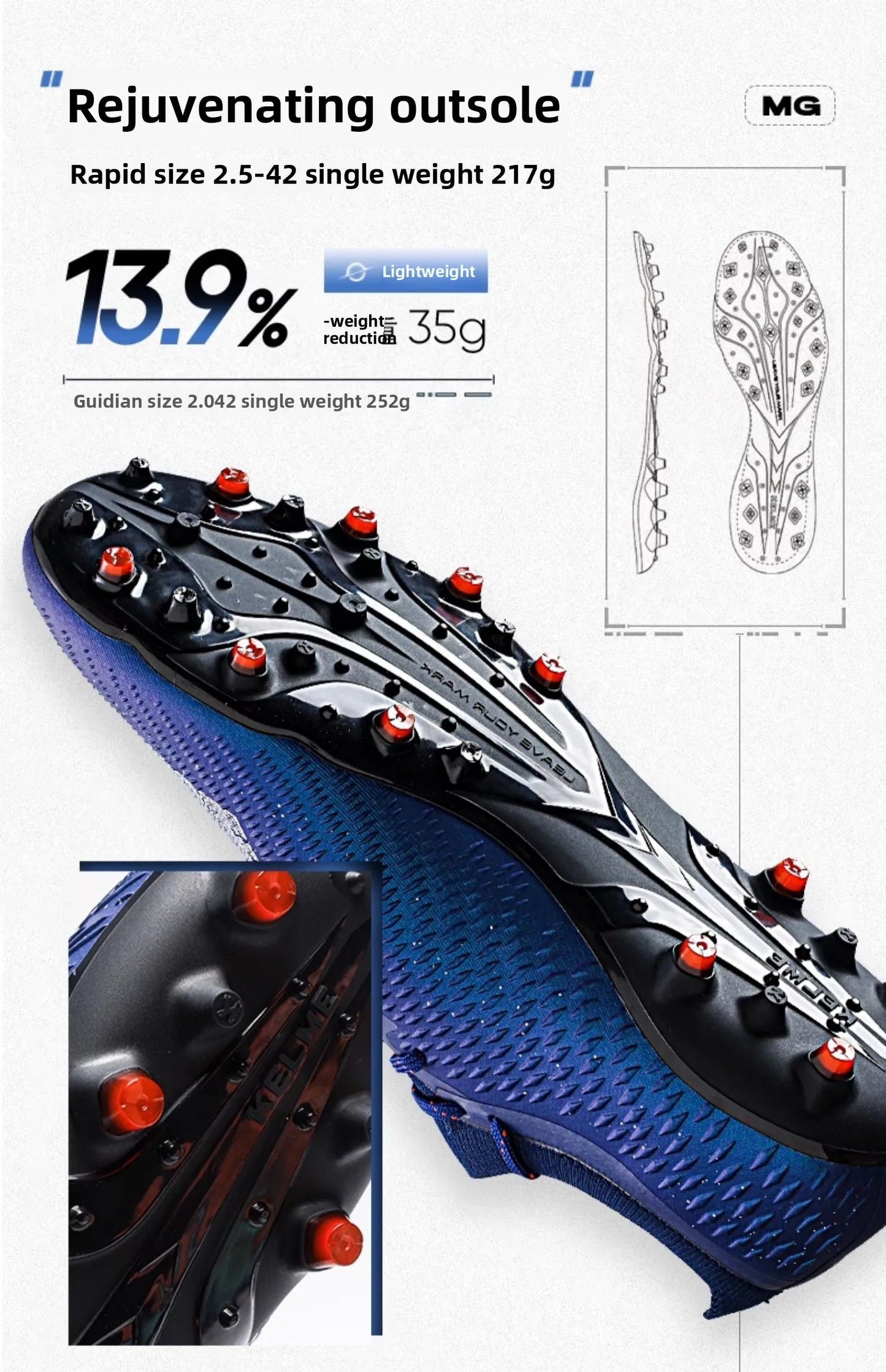 Kelme Adult Professional Soccer Shoes TF Nail Breaking Youth Training Football Boots MG Anti-Slip Match Football Shoes