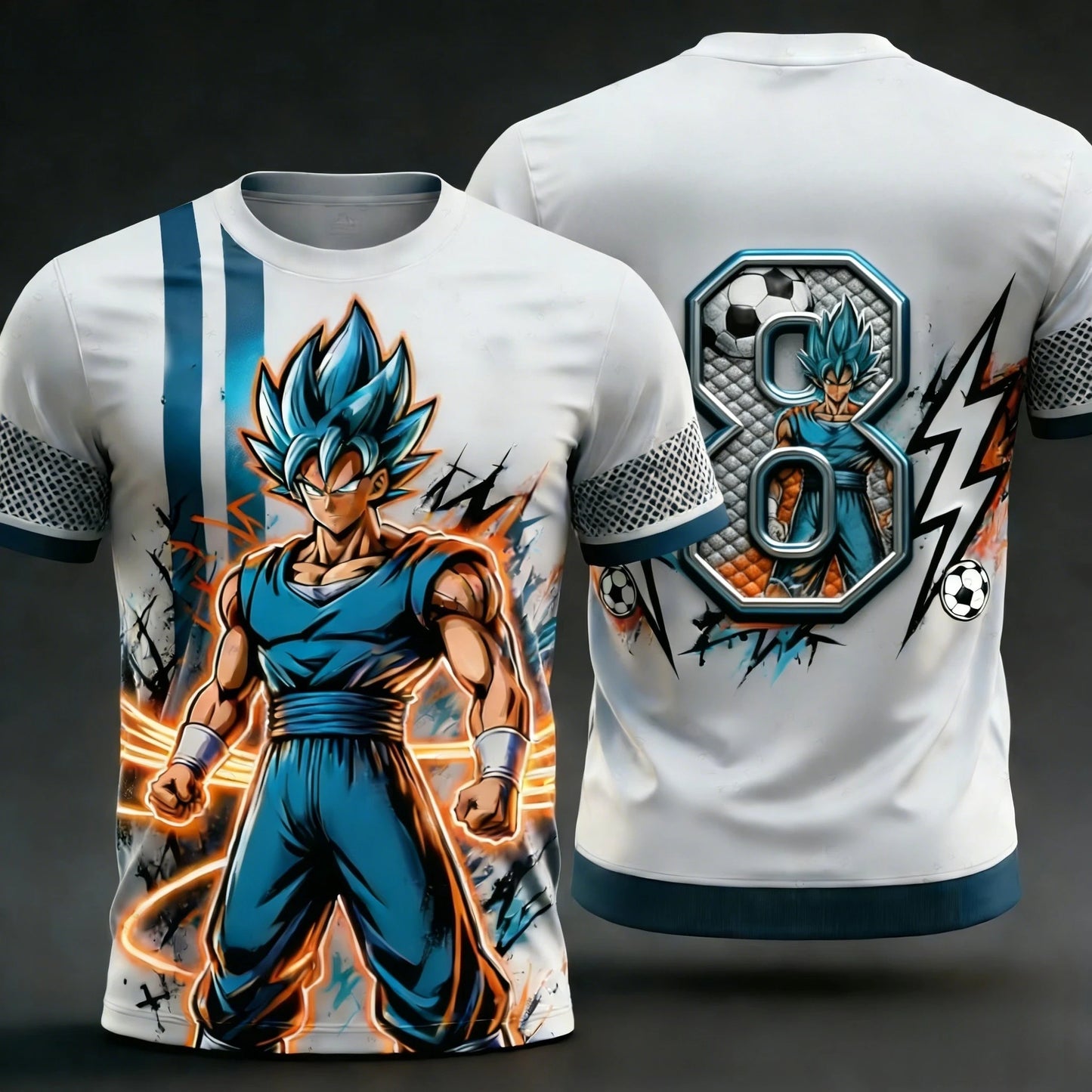 2026 Summer New Adult Men's Dragon Ball Goku 3D Printed Special Football Jersey Numbers 1 To 10 Kids Anime T-Shirt Unisex Y2k