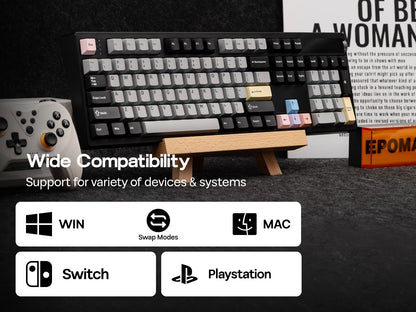Teclado Mecânico EPOMAKER TH108 PRO 100% Full-Size Hot-Swap com Fio/BT/2.4Ghz sem Fios, Ecrã, Botão Rotativo e Bateria de 10000mAh