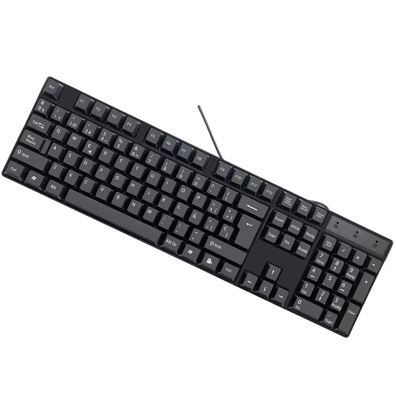 Teclado gaming com keycaps de letras em espanhol, francês, russo e árabe, USB com fios, 104 teclas, para computador
