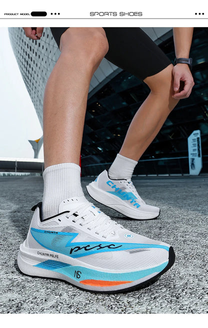 Laufschuhe für Herren, Carbonplatte, spezialisiert für Marathon und Sport, atmungsaktiv, leicht, komfortable rutschfeste Chunta-Sneaker für Damen