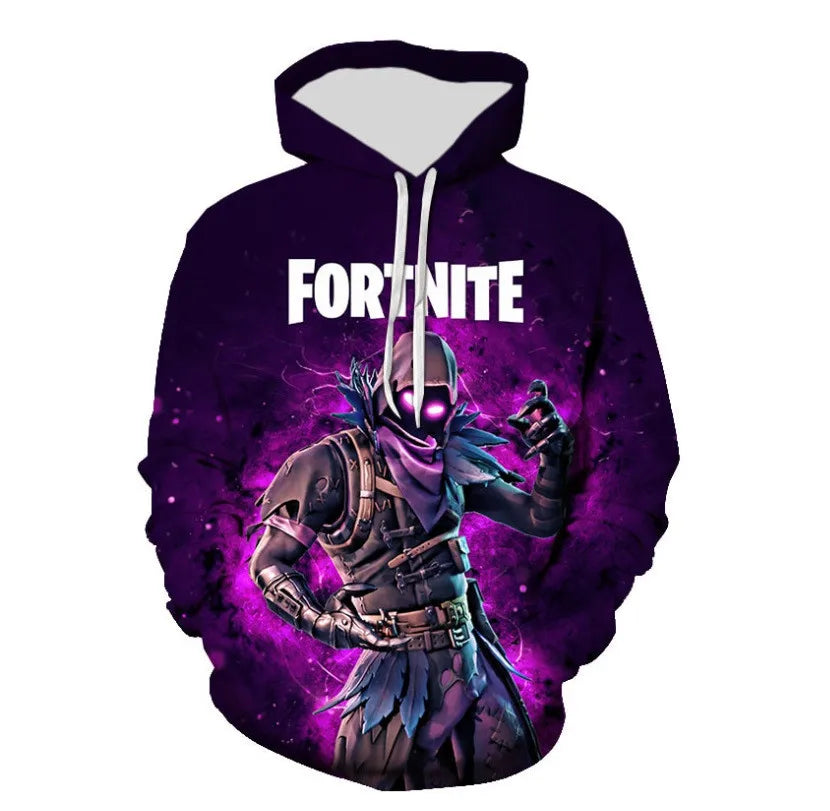 Fortnite 2024 Kinder-Sweatshirt mit digitalem 3D-Druck, Hoodie als Pullover-Jacke für Herren und Damen, langärmelig, Kindergeschenk