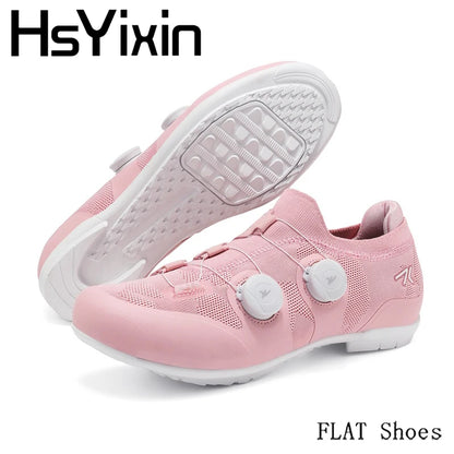 Scarpe da ciclismo su strada unisex, HsYixin traspiranti SPD autobloccanti antiscivolo, scarpe da corsa per bici da strada, MTB flat e sneakers da bicicletta