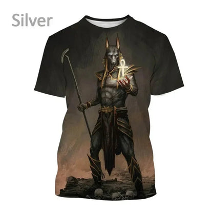 T-Shirts mit dem Sensenmann Anubis – 3D-gedrucktes T-Shirt mit altägyptischem Gott – Auge Ägyptens – Pharao – Harajuku-Mode – Kurzarm-T-Shirt