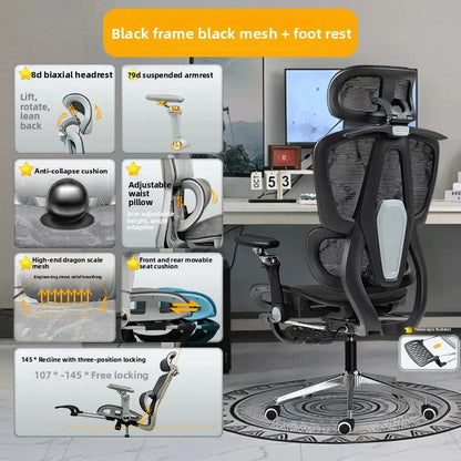Tragbarer minimalistischer ergonomischer Stuhl mit 10D-Armlehne, Computerstuhl, Bürostuhl, Lernstuhl, Gaming-Stuhl, stabil und langlebig