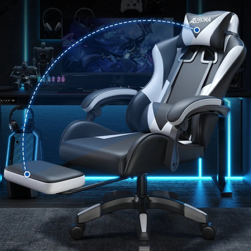 Modern Gaming Chair with Lumbar Support High Back Swivel Office Chair Reclining Computer Seat for Long Sitting Home Gaming Throne