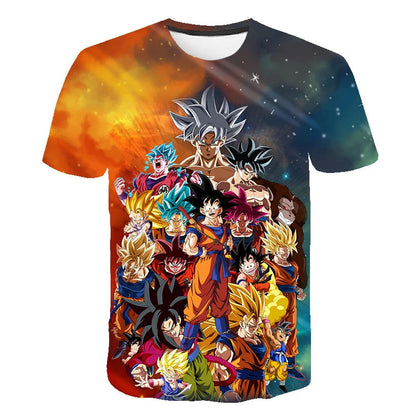 Cartoon Anime 7 Dragon Ball T-shirt for Children and Boys Cartoon T-shirt Short Sleeved Summer Men's Top Short Sleeved T-shirt