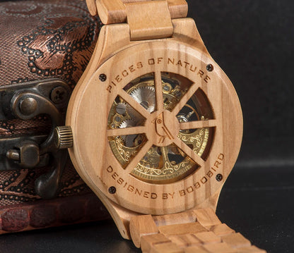 BOBO BIRD Wood Mechanical Watch Men Relogio Masculino Big Mens Watches Top Brand Luxury Timepieces erkek kol saati Dropshipping