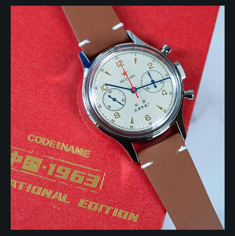 Seagull 1963 International Edition Herren-Mechanikuhr Pilotenuhr ST1901 Retro-Chronograph Armbanduhr Air Force Aviation Neu