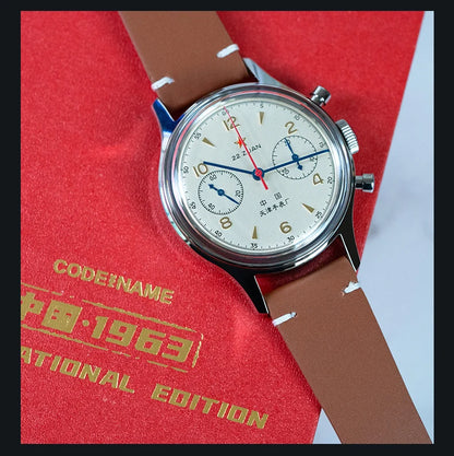 Seagull 1963 International Edition Herren-Mechanikuhr Pilotenuhr ST1901 Retro-Chronograph Armbanduhr Air Force Aviation Neu