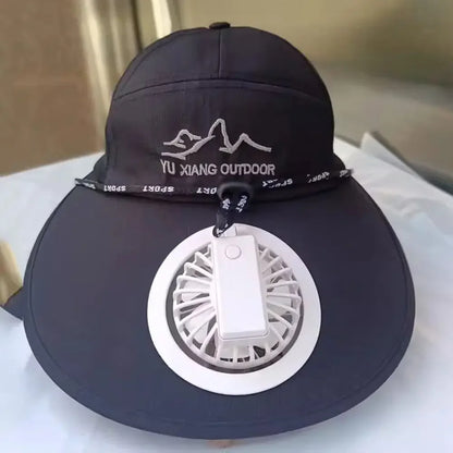 Cappellino da baseball con ventola, ventilatore rinfrescante ricaricabile via USB per l’estate, protezione solare per il golf all’aperto, cappellino con visiera regolabile a 2 velocità, cappellino da escursionismo con ventola