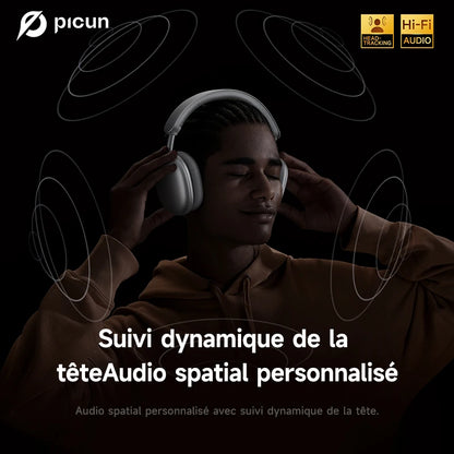 Cuffie wireless Picun F8 Pro ANC con head tracking, audio spaziale 3D, ANC -52dB, headset Bluetooth Hi-Fi, microfono HD ENC, app a bassa latenza