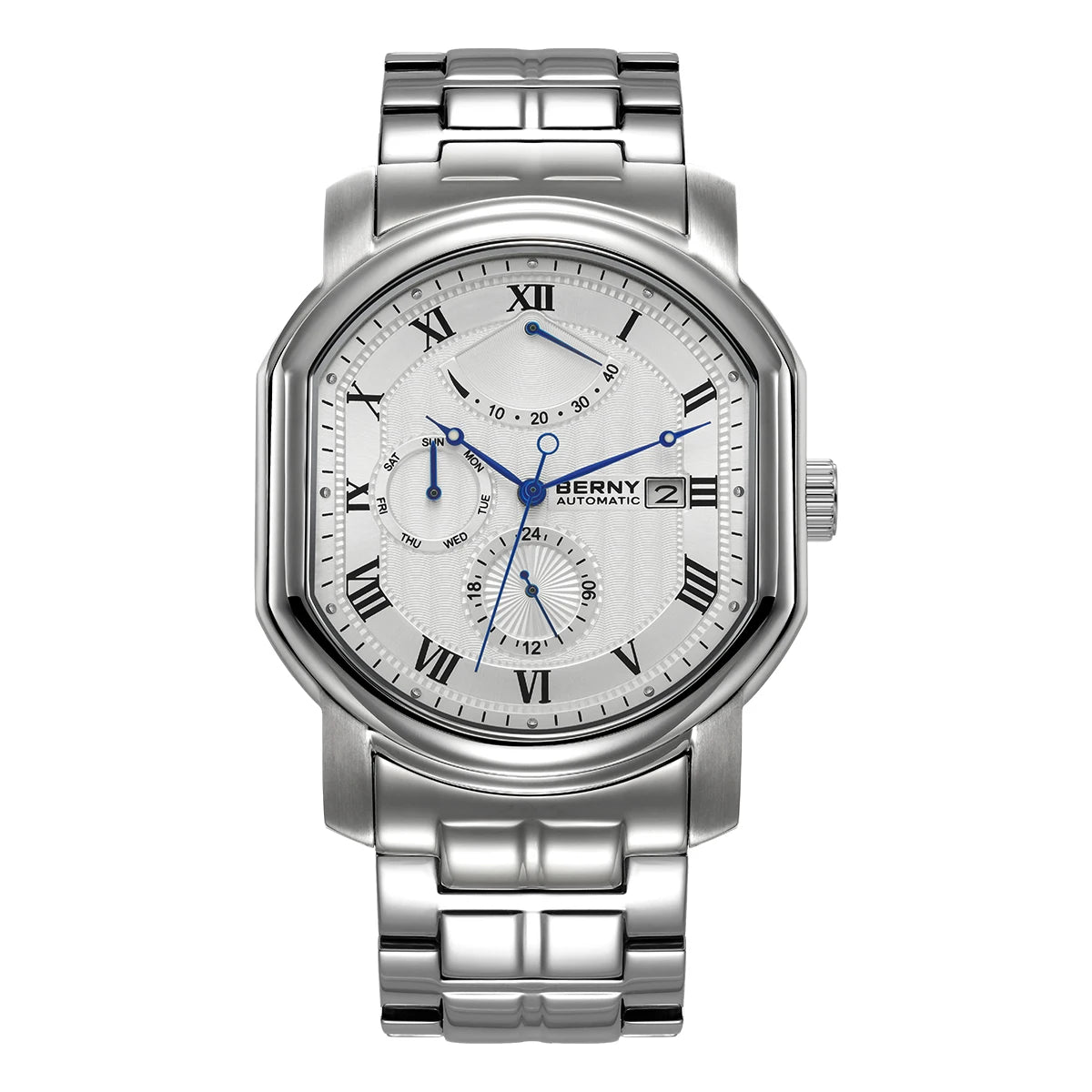 BERNY Men's Mechanical Watch, Top Accuracy, Automatic Wristwatch, Luxury Male Clock, Sapphire, Self-Winding, Waterproof