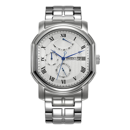 BERNY Men's Mechanical Watch, Top Accuracy, Automatic Wristwatch, Luxury Male Clock, Sapphire, Self-Winding, Waterproof