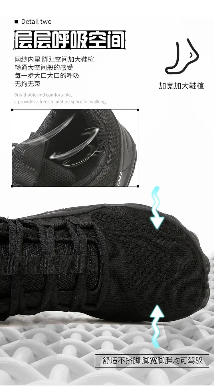 Scarpe da uomo semplici e leggere da trekking sportivo 2025, barefoot a punta larga, multifunzionali casual in mesh traspirante per camminare
