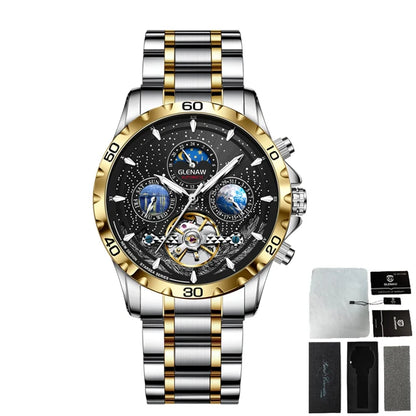 GLENAW Design Herrenuhr Top-Marke Luxusmode Business Automatikuhr für Herren Wasserdichte mechanische Uhr Montre Homme