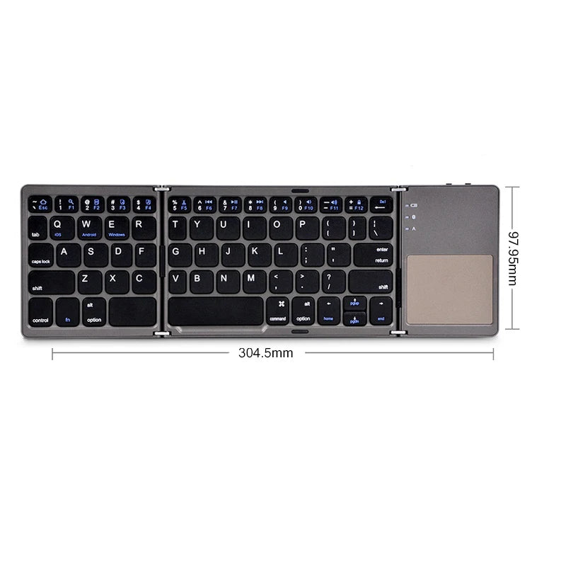 Wireless Folding Keyboard Bluetooth Keyboard With Touchpad For Windows, Android, IOS, Phone, Multi-Function Button Mini Keyboard