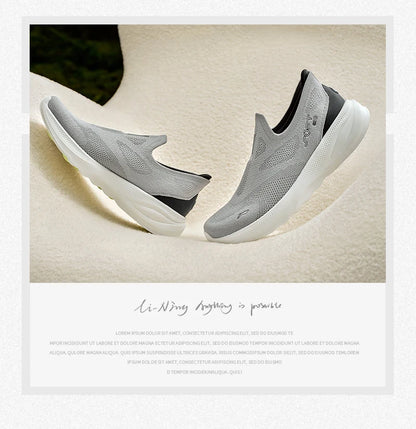 Li-Ning férfi SOFT GO 2 KNIT belebújós, casual gyaloglócipő, párnázott, kényelmes és stabil LiNing hálós jogging és mindennapi sport sneakers AGLV017