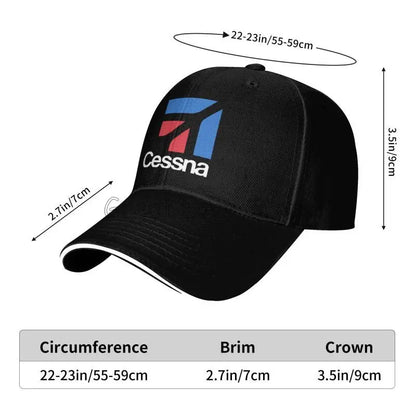 Custom Cessna Logo Print Sandwich Baseball Cap Retro Men Hip Hop Bucket Hats Summer Outdoor Sun Protection Snapback Cap Golf Hat