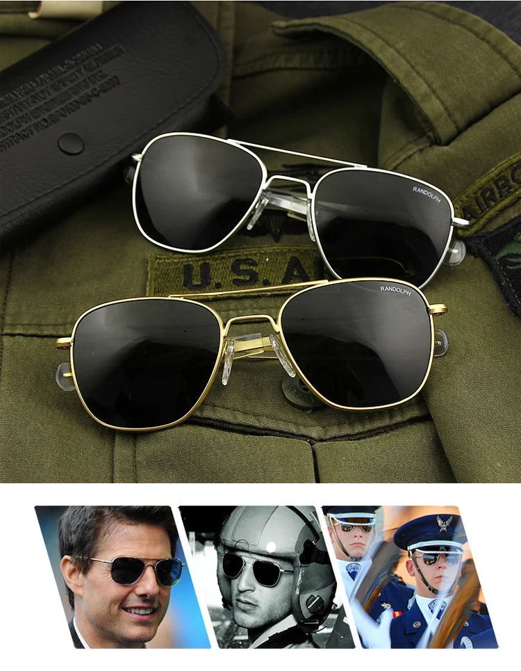 RE Sunglasses Man American Army Military Aviation Pilot Sun Glasses Glass Lens Woman Luxury Brand Vintage Metal Titanium Frame