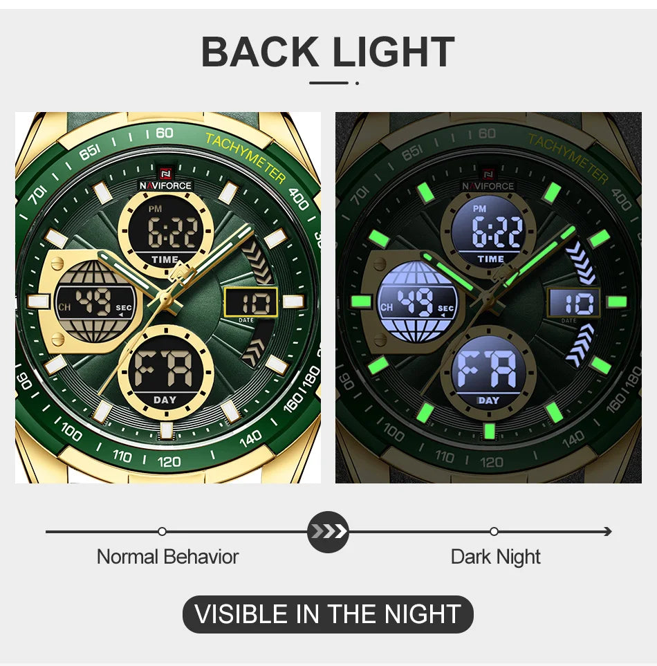 New NAVIFORCE Watches for Men Leather Mens Military Sport Waterproof Watch Quartz WristWatch Chronograph Male Clock