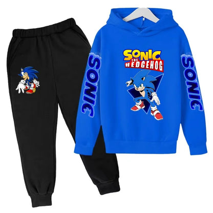 Kids Supersonic Clothing Jogging Blue Sweatshirt Top Coat+Pants Two-piece set Hoodie Boys Girls3-12Yrs Clothes Casual Sports Set