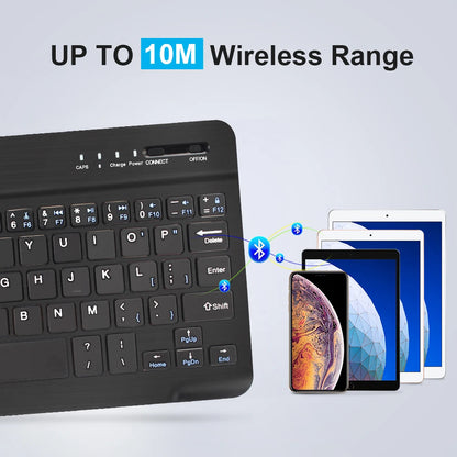 Mini teclado Bluetooth RGB sem fios de 10 polegadas com retroiluminação, touchpad e compatibilidade com iOS, Android, Windows e iPad