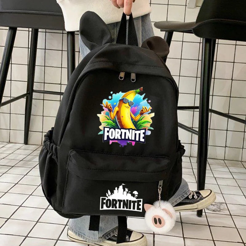 Nova Mochila Fortnite Cartoon para Rapaz e Rapariga, Mochila Escolar Casual de Grande Capacidade para Estudante, Mochila de Viagem com Orelhas de Coelho, Presente de Papelaria